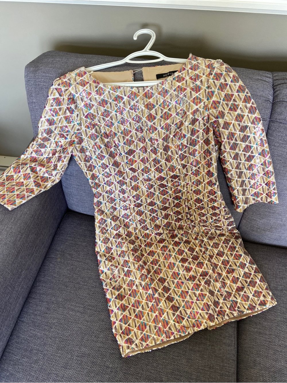 Sequin multicolour long sleeve mini dress